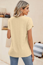 Load image into Gallery viewer, Eyelet V-Neck Petal Sleeve T-Shirt
