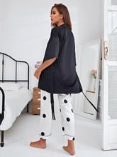 Load image into Gallery viewer, Cami, Robe, and Printed Pants Pajama Set
