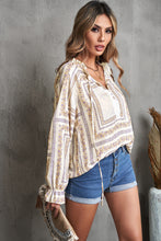 Load image into Gallery viewer, Printed Flounce Sleeve Ruffled Neck Blouse
