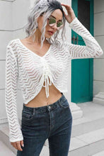 Load image into Gallery viewer, Drawstring V-Neck Long Sleeve Knit Top
