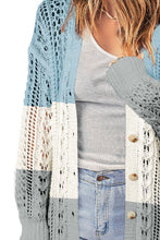Load image into Gallery viewer, Openwork Ribbed Cuff Longline Cardigan
