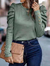 Load image into Gallery viewer, Round Neck Puff Sleeve Sleeve Blouse

