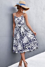 Load image into Gallery viewer, Floral Frill Trim Scoop Neck Spaghetti Strap Dress
