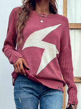 Load image into Gallery viewer, Lightning Graphic Distressed Sweater
