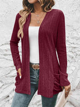 Load image into Gallery viewer, Ribbed Open Front Cardigan with Pockets
