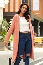Load image into Gallery viewer, Open Front Long Sleeve Slit Hooded Cardigan
