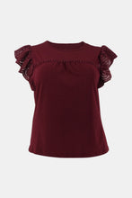 Load image into Gallery viewer, Plus Size Flutter Lace Sleeve Round Neck Top
