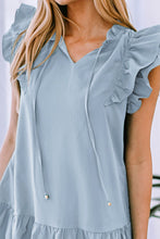 Load image into Gallery viewer, Ruffle Shoulder Tie-Neck Tiered Dress
