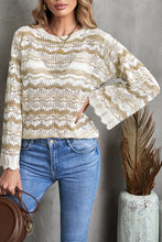 Load image into Gallery viewer, Wavy Stripe Scalloped Hem Openwork Knit Top
