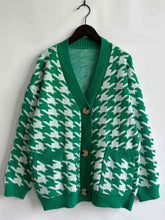 Load image into Gallery viewer, Houndstooth Botton Front  Cardigan with Pockets
