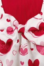 Load image into Gallery viewer, Girls Heart Print Bow Detail Sweater and Flare Pants Set
