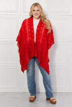 Load image into Gallery viewer, Justin Taylor Pom-Pom Asymmetrical Poncho Cardigan in Red
