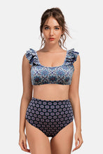 Load image into Gallery viewer, Printed Square Neck Ruffled Bikini Set
