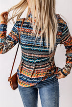 Load image into Gallery viewer, Patterned Drawstring Detail Cowl Neck Hoodie

