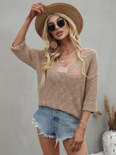 Load image into Gallery viewer, Notched Side Slit Drop Shoulder Sweater
