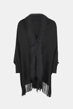 Load image into Gallery viewer, Fringe Open Front Long Sleeve Poncho
