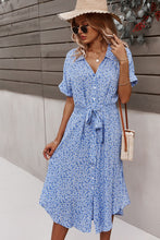 Load image into Gallery viewer, Floral Print Tie Waist Dress
