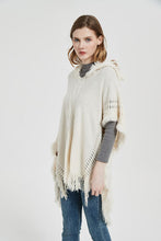 Load image into Gallery viewer, Fringe Hem Hooded Poncho
