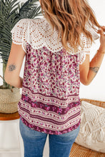 Load image into Gallery viewer, Floral Tassel Tie Eyelet Blouse
