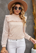 Load image into Gallery viewer, Ruffled Lace Mock Neck Blouse
