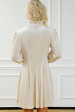 Load image into Gallery viewer, Smocked Mock Neck Lantern Sleeve Mini Dress
