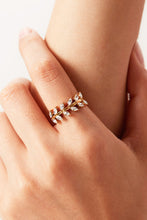 Load image into Gallery viewer, Inlaid Zircon Leaf Open Ring
