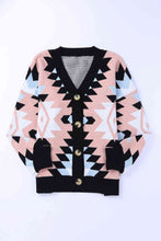 Load image into Gallery viewer, Geometric Button Down Dropped Shoulder Cardigan
