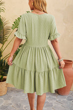 Load image into Gallery viewer, Swiss Dot Ruffled V-Neck Tiered Dress
