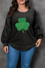 Load image into Gallery viewer, Plus Size Lucky Clover Sequin Round Neck Blouse
