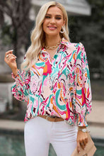 Load image into Gallery viewer, Printed Puff Sleeve Collared Blouse
