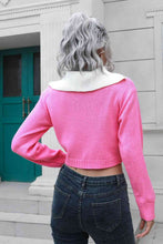 Load image into Gallery viewer, Contrast Collared Cropped Sweater
