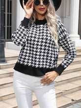 Load image into Gallery viewer, Houndstooth Drop Shoulder Sweater
