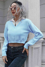 Load image into Gallery viewer, Contrast Collared Cropped Sweater
