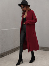 Load image into Gallery viewer, Waffle Knit Open Front Duster Cardigan With Pockets
