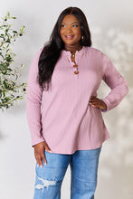 Load image into Gallery viewer, Celeste Full Size Texture Half Button Long Sleeve Blouse
