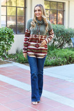Load image into Gallery viewer, Celeste Design Full Size Geometric Turtleneck Drawstring Knit Top
