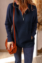 Load image into Gallery viewer, Quarter-Zip Quilted Sweatshirt with Kangaroo Pocket
