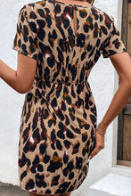 Load image into Gallery viewer, Animal Print Belted Keyhole Round Neck Dress
