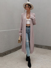 Load image into Gallery viewer, Waffle Knit Open Front Duster Cardigan With Pockets
