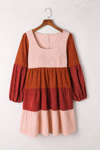 Load image into Gallery viewer, Color Block Square Neck Tiered Dress
