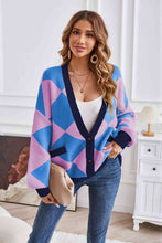 Load image into Gallery viewer, Geometric Lantern Sleeve Cardigan with Pockets
