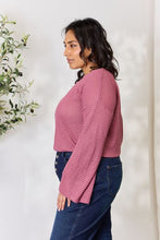 Load image into Gallery viewer, Culture Code Full Size Waffle-Knit Round Neck Long Sleeve Blouse
