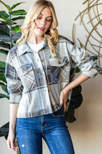 Load image into Gallery viewer, Reborn J Plaid Button Up Long Sleeve Shacket
