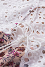Load image into Gallery viewer, Floral Tassel Tie Eyelet Blouse
