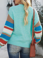 Load image into Gallery viewer, Striped Dropped Shoulder Crewneck Ribbed Trim Sweater
