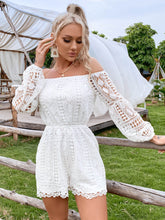 Load image into Gallery viewer, Lace Off-Shoulder Balloon Sleeve Romper
