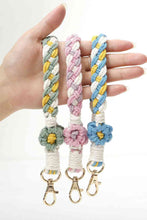 Load image into Gallery viewer, Floral Braided Wristlet Key Chain
