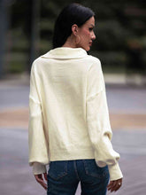 Load image into Gallery viewer, Tie Neck Dropped Shoulder Sweater
