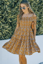 Load image into Gallery viewer, Floral Tiered Frill Trim Smocked Dress
