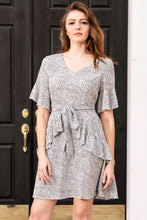 Load image into Gallery viewer, Leopard Tie-Waist Ruffled Short Flounce Sleeve Dress
